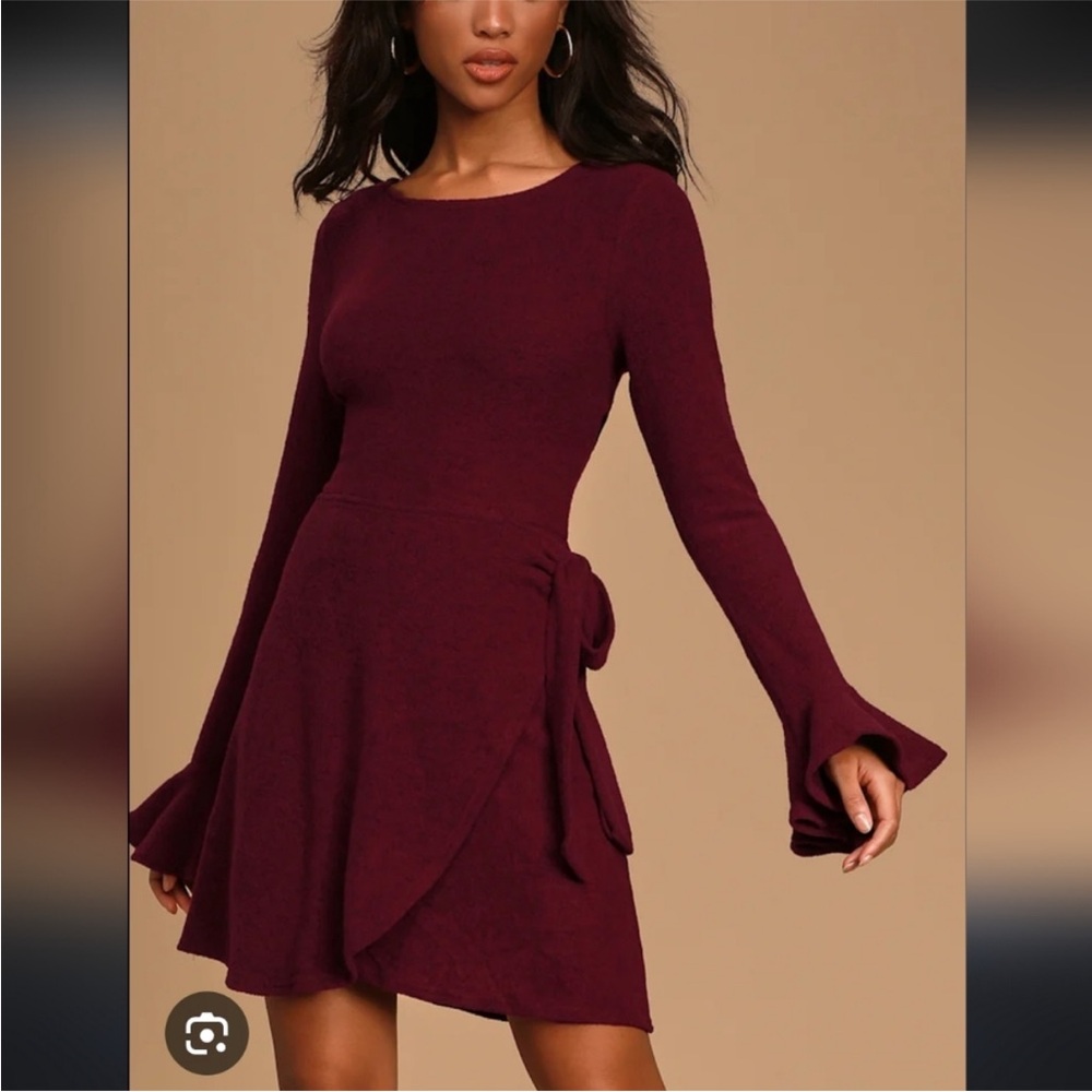 Lulus burgundy wrap dress- Size S